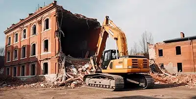 Buildings in Chicago are being safely taken down.